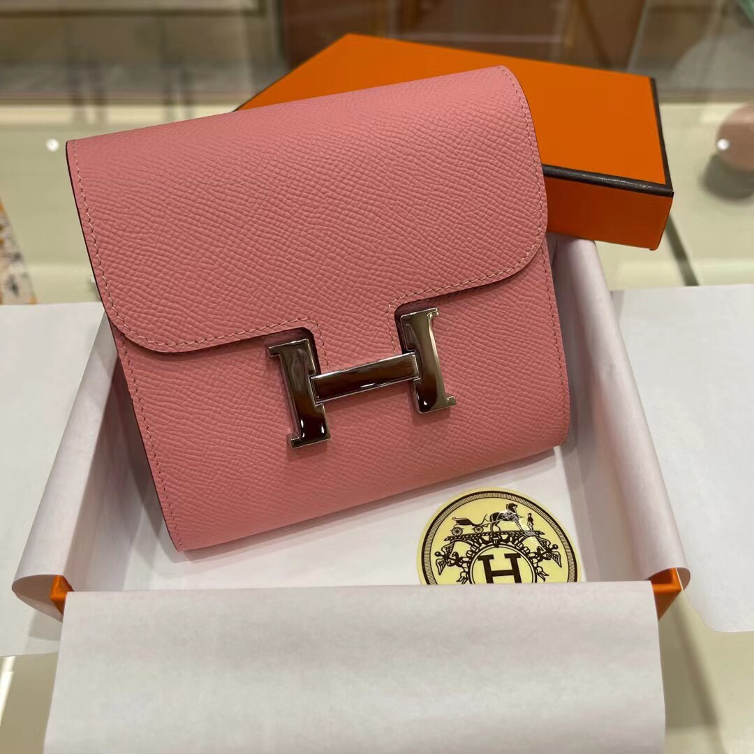 [TOP] HERMES Constance Short Wallet Epsom Size: 13×12cm - Pink - 711 Luxury