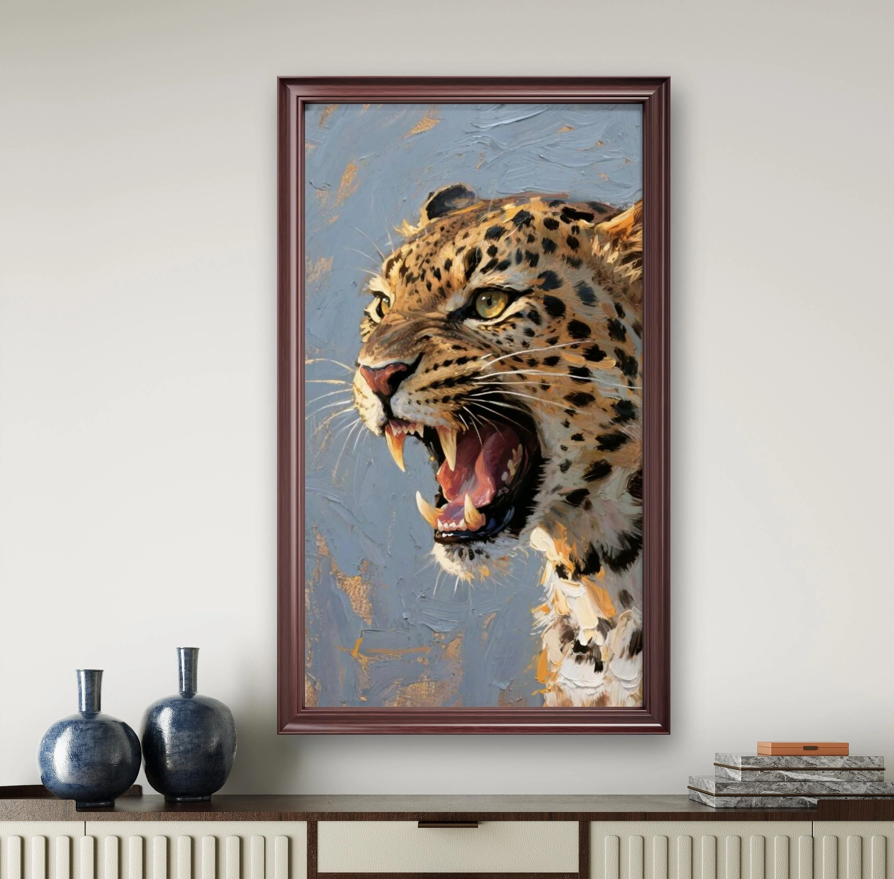 Roaring leopard