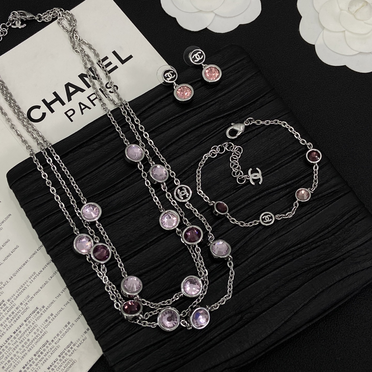 [TOP] CHANEL Necklace Earrings + Bracelet + Necklace Set - Pink - 711 Luxury