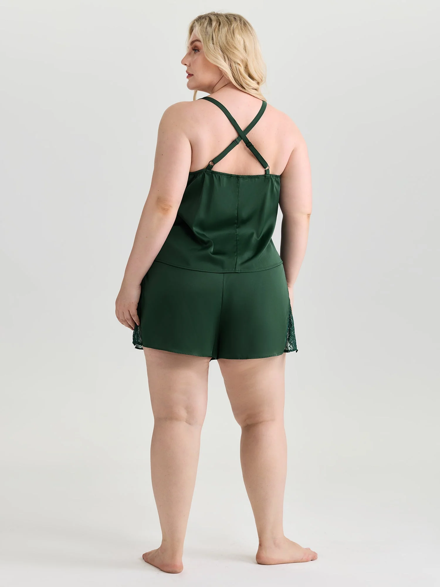 Cowl Neckline Lace Trim Two-Piece Lounge Set