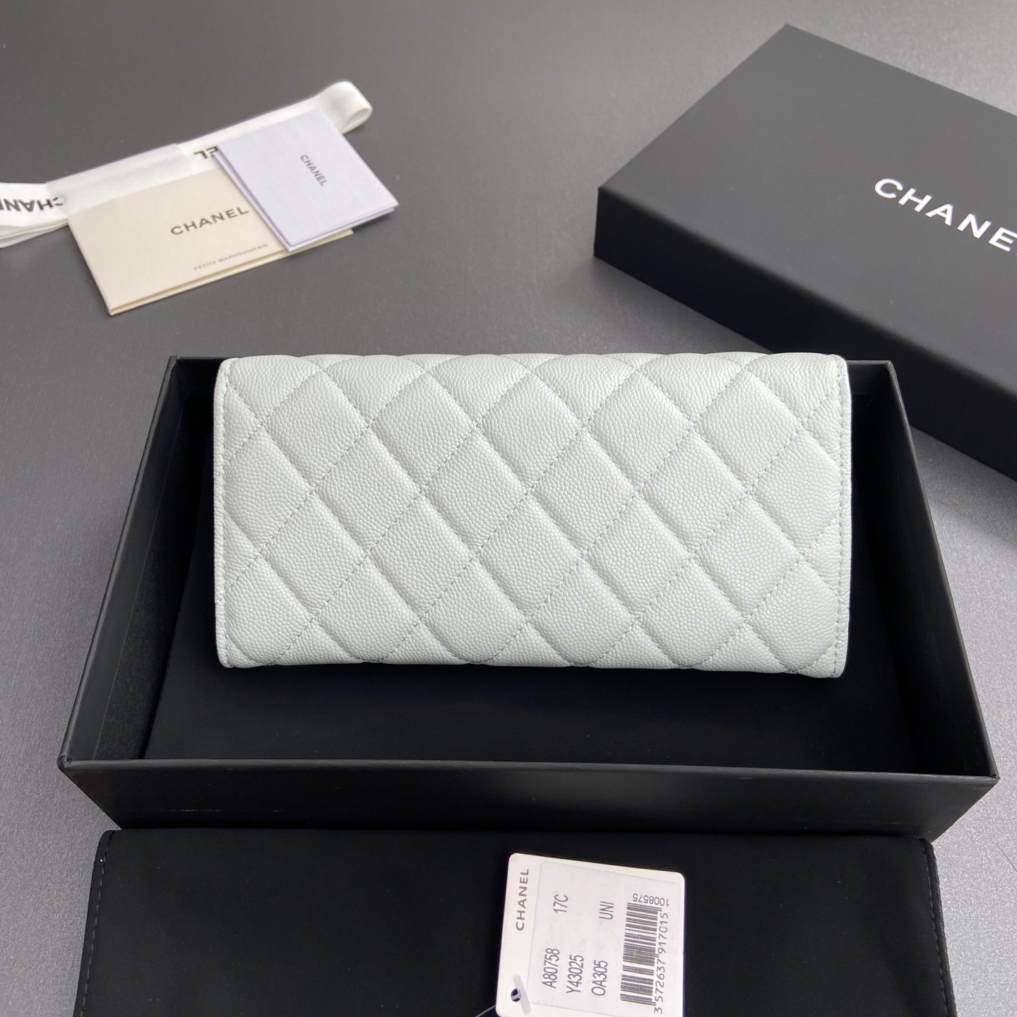 [TOP] CHANEL Long Folding Caviar Wallet 19cm - Mint Green - GHW - 711 Luxury