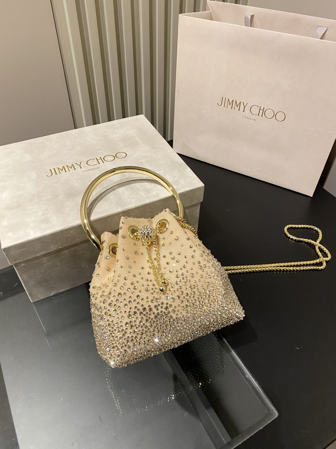 [TOP] JIMMY CHOO Bon Bon Bag 16x15x9.5cm - Beige - 711 Luxury