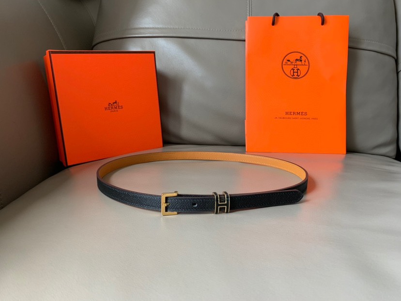 [TOP] HERMES Eom Calfskin Belt 15mm - Black - 711 Luxury