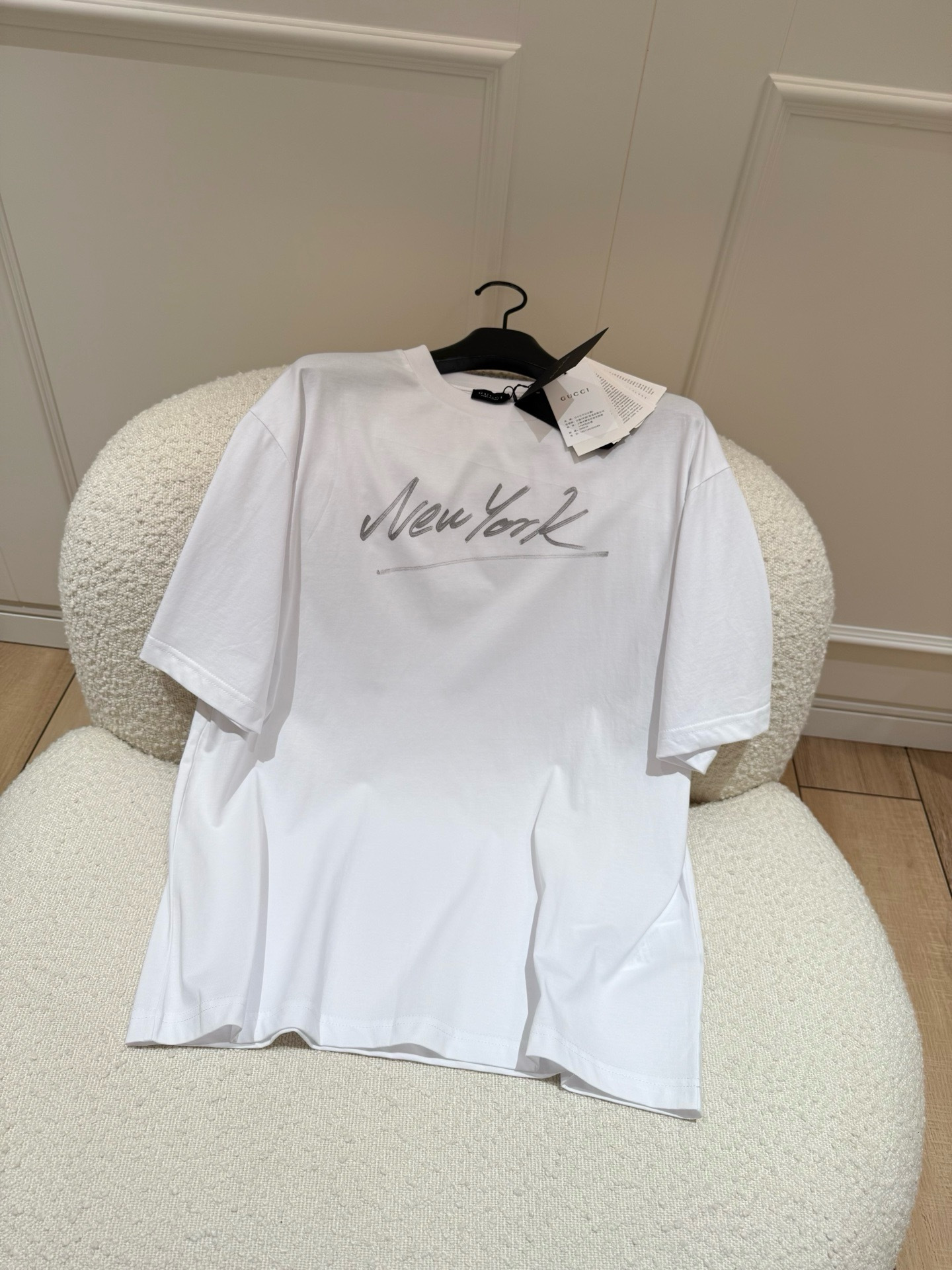 Gucci Sparkling Silver Signature Round Neck T-shirt #384956