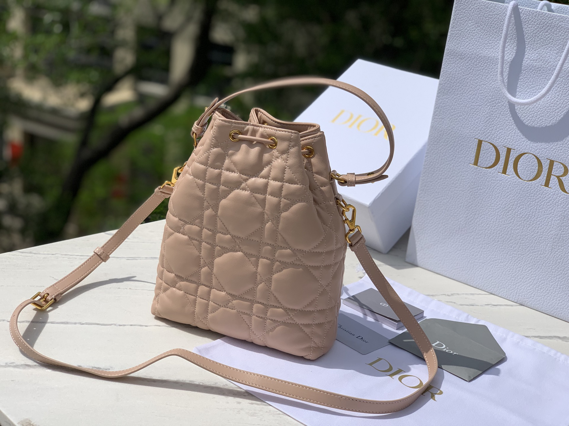 [TOP] Christian Dior Caro Bucket Bag Lambskin 20x24x9cm - Pink - 711 Luxury