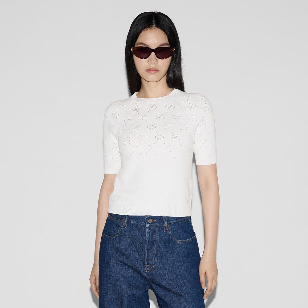 GUCCI GG Cotton Crewneck Top #386075