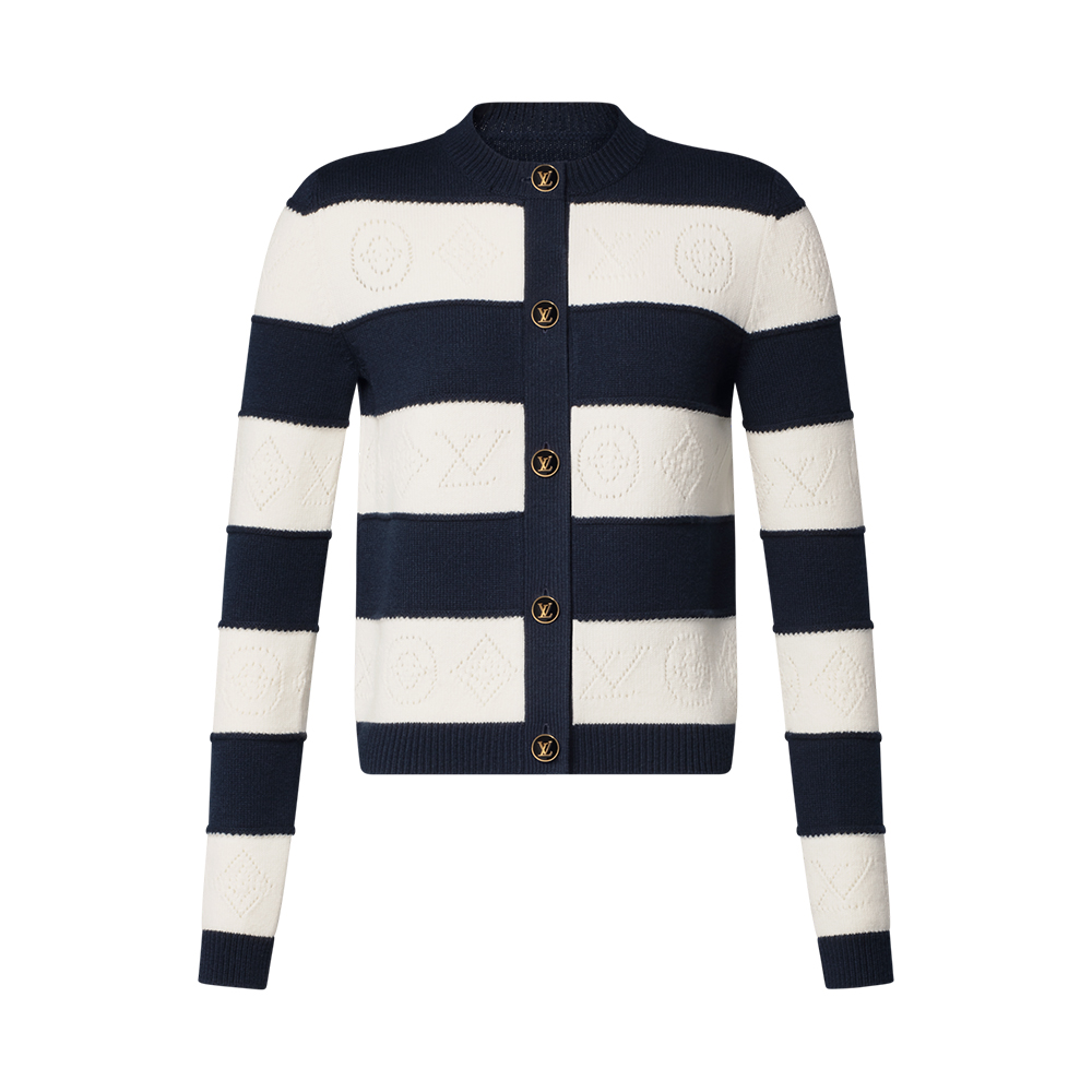 Louis Vuitton Openwork Striped Knit Cardigan Knit Top #379634