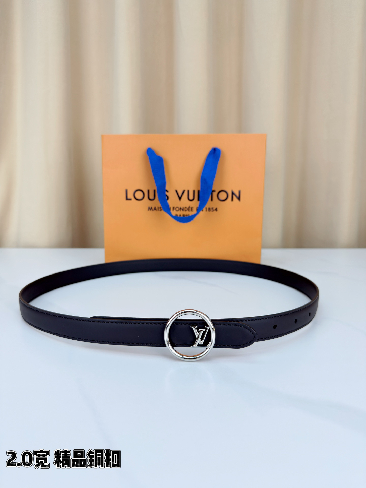 [TOP] Louis Vuitton LV Belt 2 cm - Black - 711 Luxury