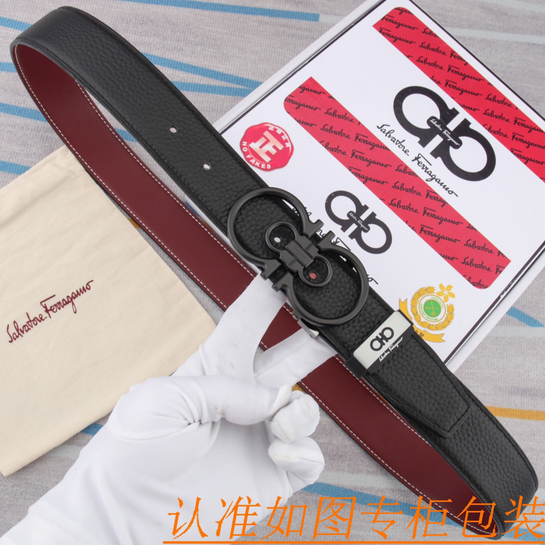 [TOP] Ferragamo Men's Belt 3.5cm - Black - 711 Luxury