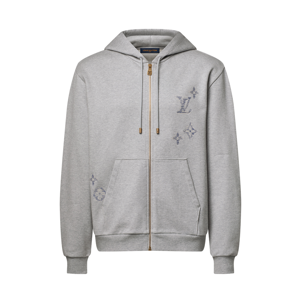 LOUIS VUITTON Embroidered Signature Zipped Hoodie #396966