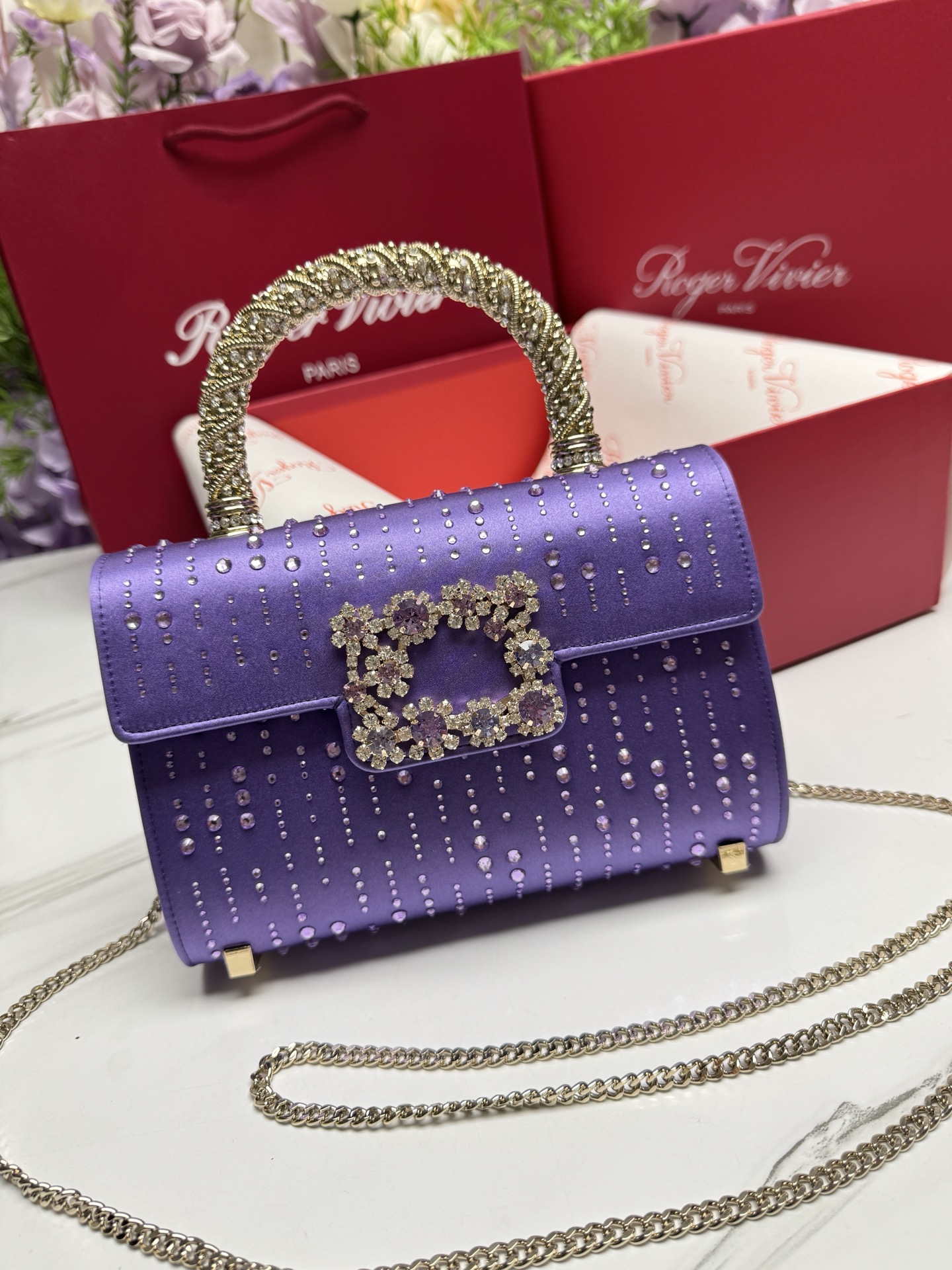 [TOP] ROGER VIVIER Diamond Bag 19-13-4 CM - Purple - 711 Luxury