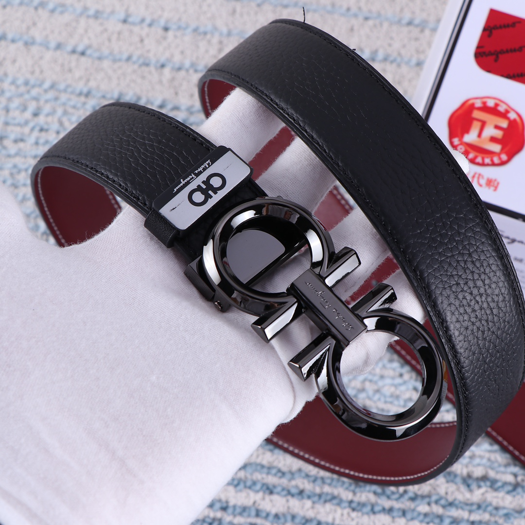 [TOP] Ferragamo Men's Belt 3.5cm - Black - 711 Luxury
