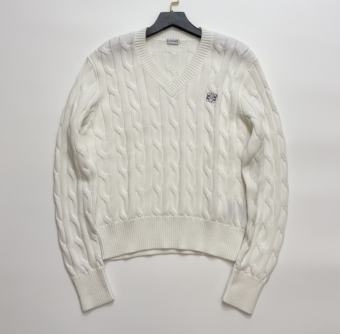 Loewe Clothing LOEWE Anagram Cable-Knit Cotton Sweater #393993 View 2 | Nigo Office