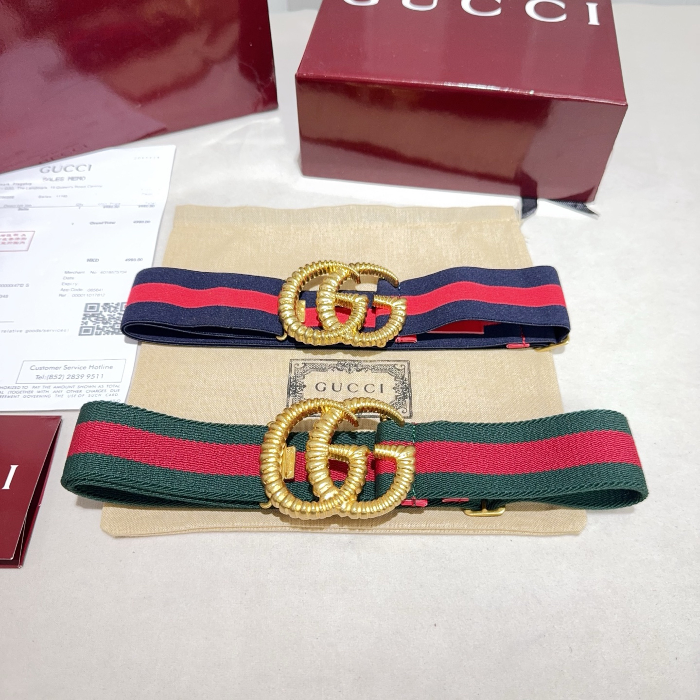 [TOP] GUCCI Elastic Nylon Fabric Belt 3.8 cm - 2 Colors - 711 Luxury