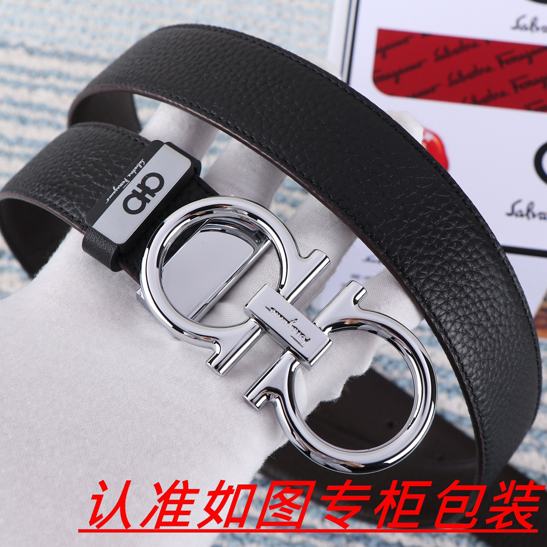 [TOP] Ferragamo Men's Belt 3.5cm - Black - 711 Luxury