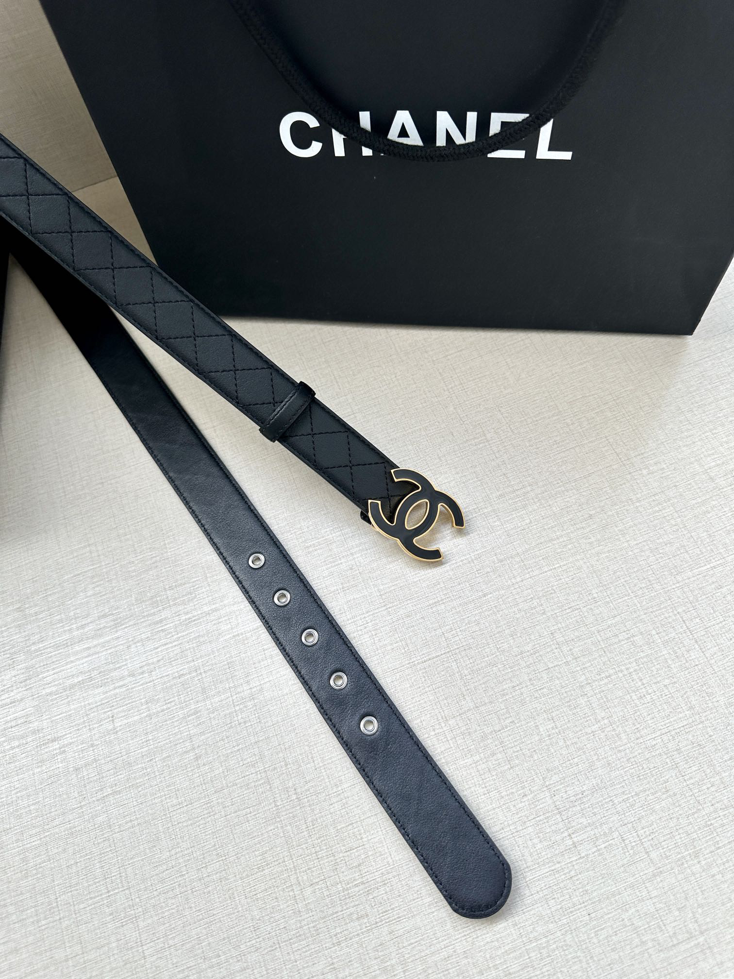 [TOP] CHANEL Cowhide Belt 3 cm - Black - 711 Luxury