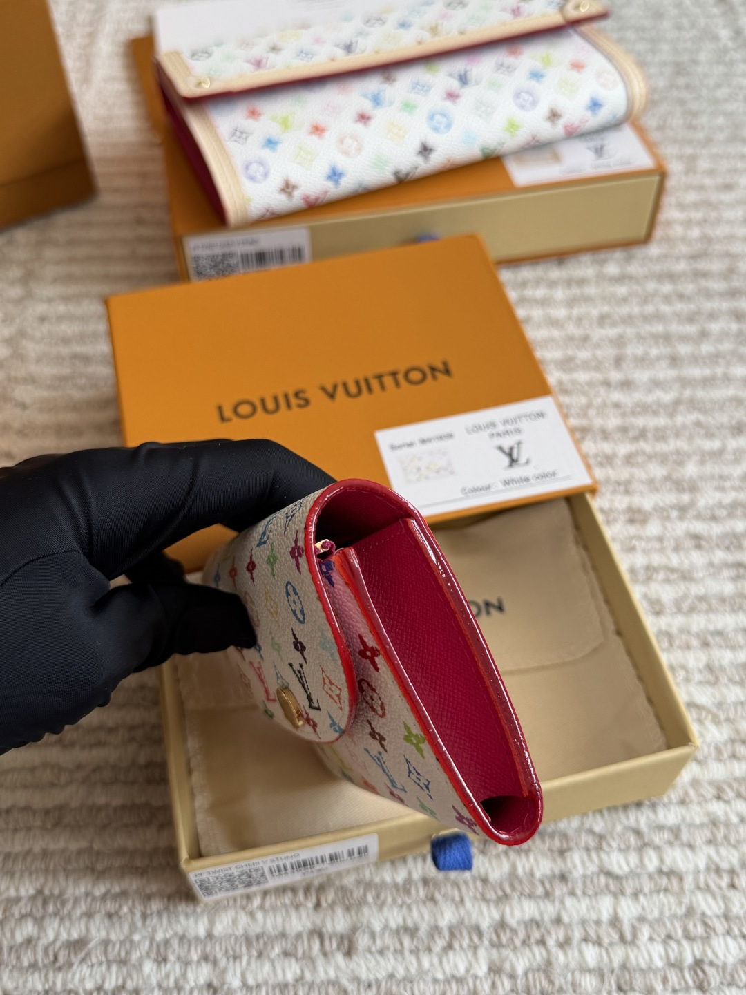 Louis Vuitton White Multicolor Canvas Wallet with Leather Trim (Replica)