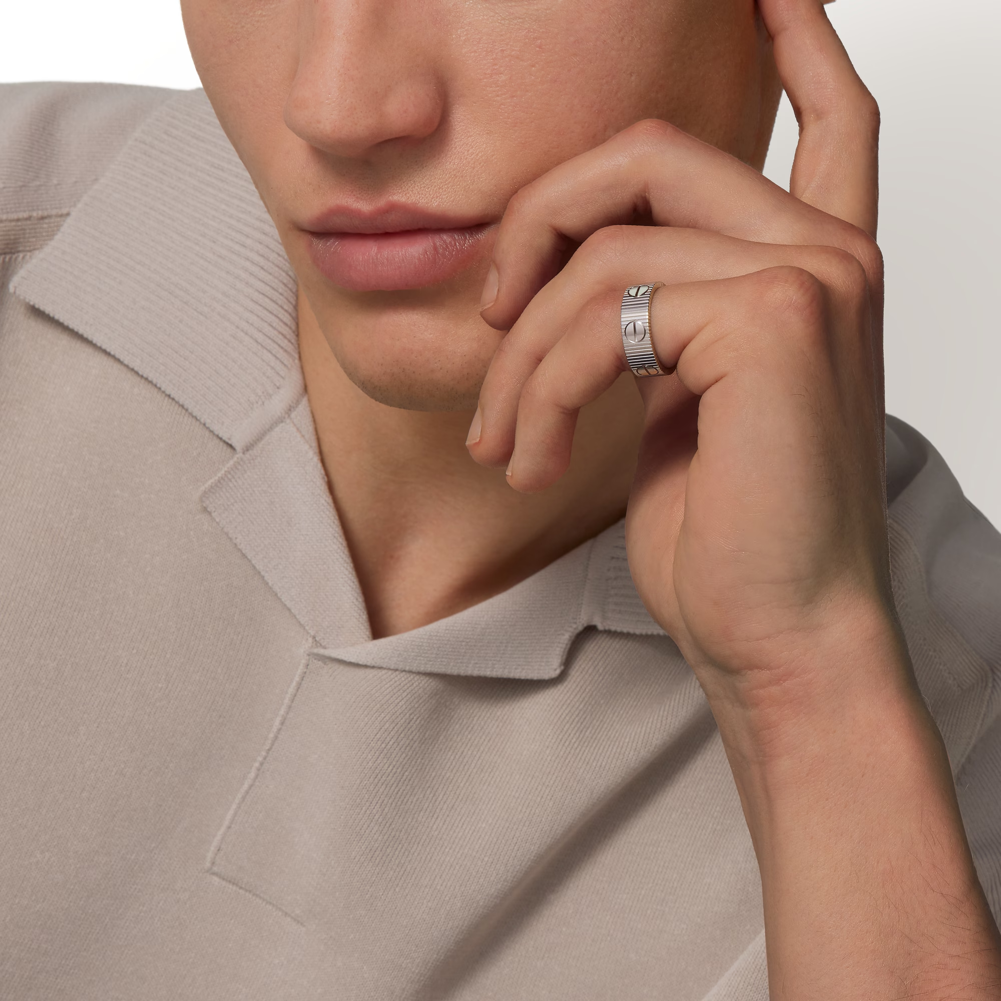 Carty Love Stripe Ring, White Gold