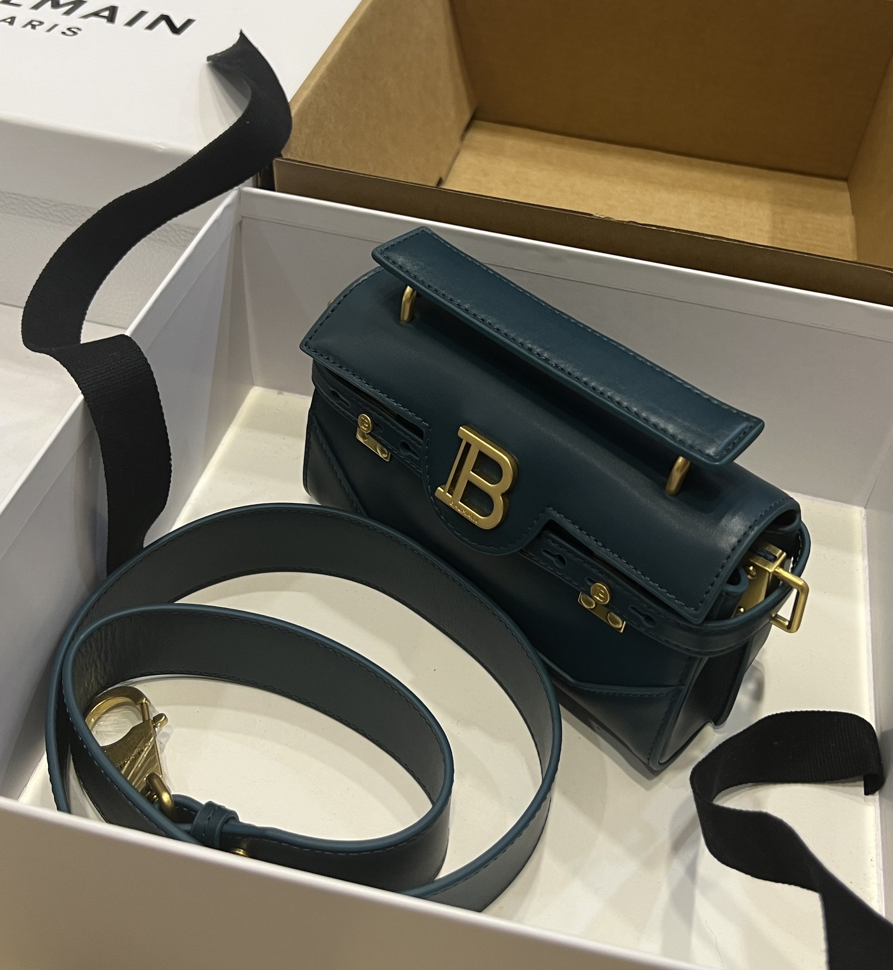 [TOP] BALMAIN Cowhide Bag 19*12*7.5 CM - Dark Green - 711 Luxury