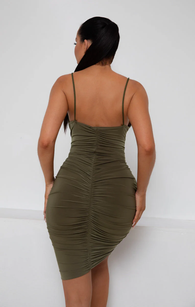 Ruched Midi Bodycon Dress