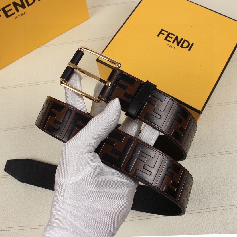 [TOP] FENDI Men's Belt Cowhide 4cm - Brown - 711 Luxury