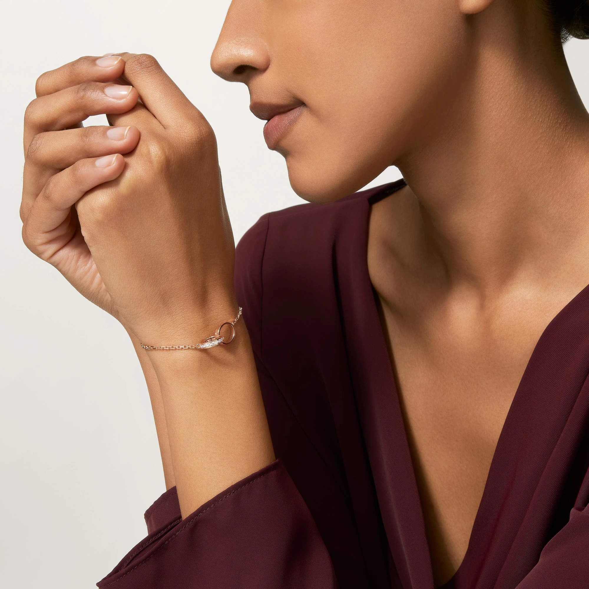 Carty Love Luna Loop Bracelet, Rose Gold, Half-Paved