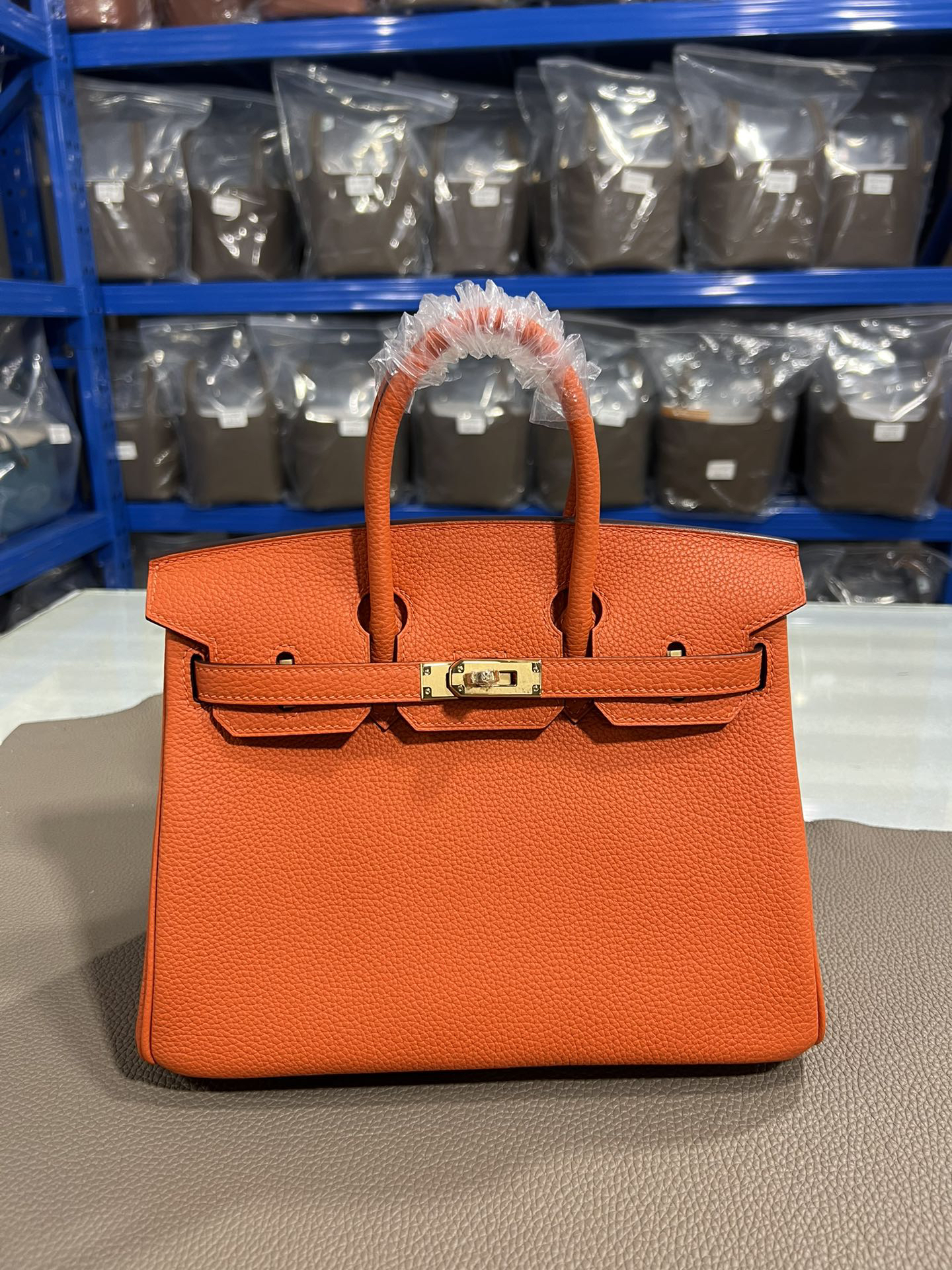 [TOP] HERMES Birkin Togo Leather 25cm - Orange & GHW