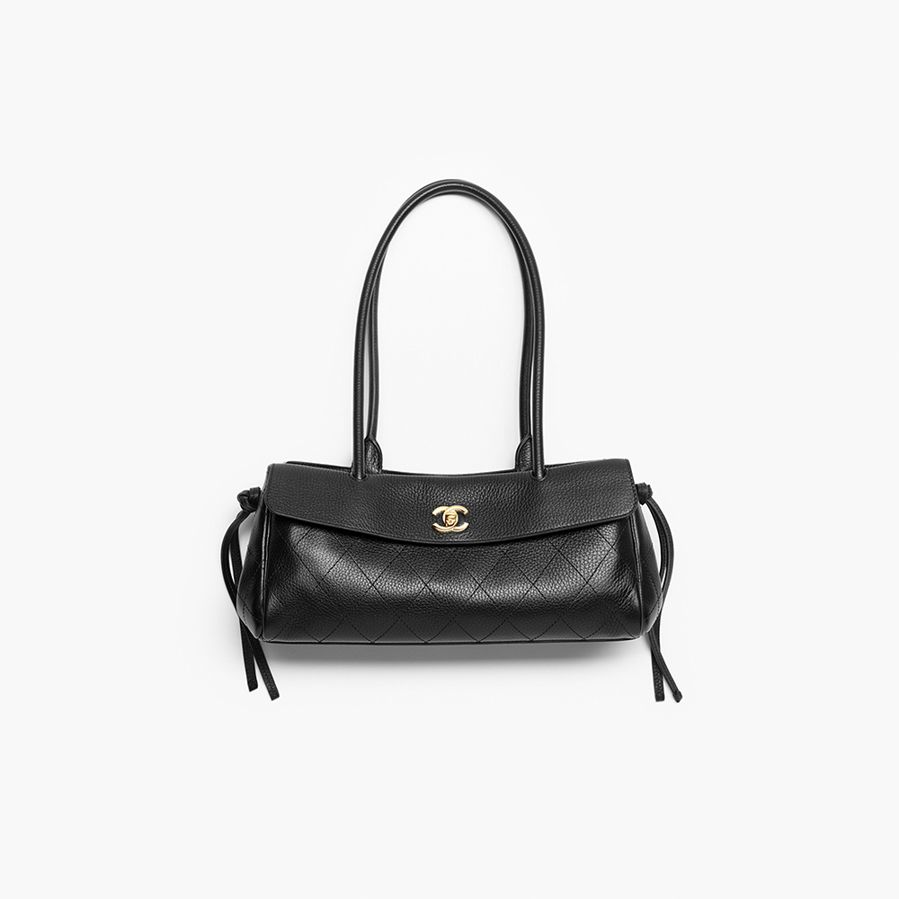 NIGO Chanel Small Shopping Bag Grained Calfskin Gold-tone Metal Black #nigo377657