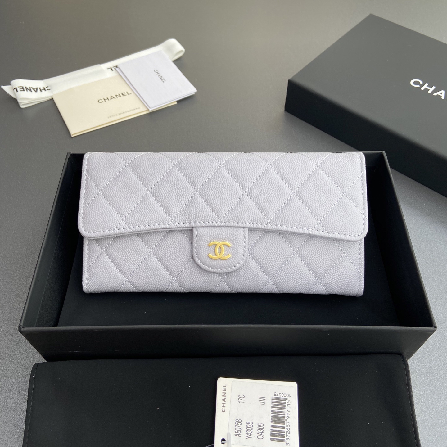 [TOP] CHANEL Long Folding Caviar Wallet 19cm - Light Purple - GHW - 711 Luxury