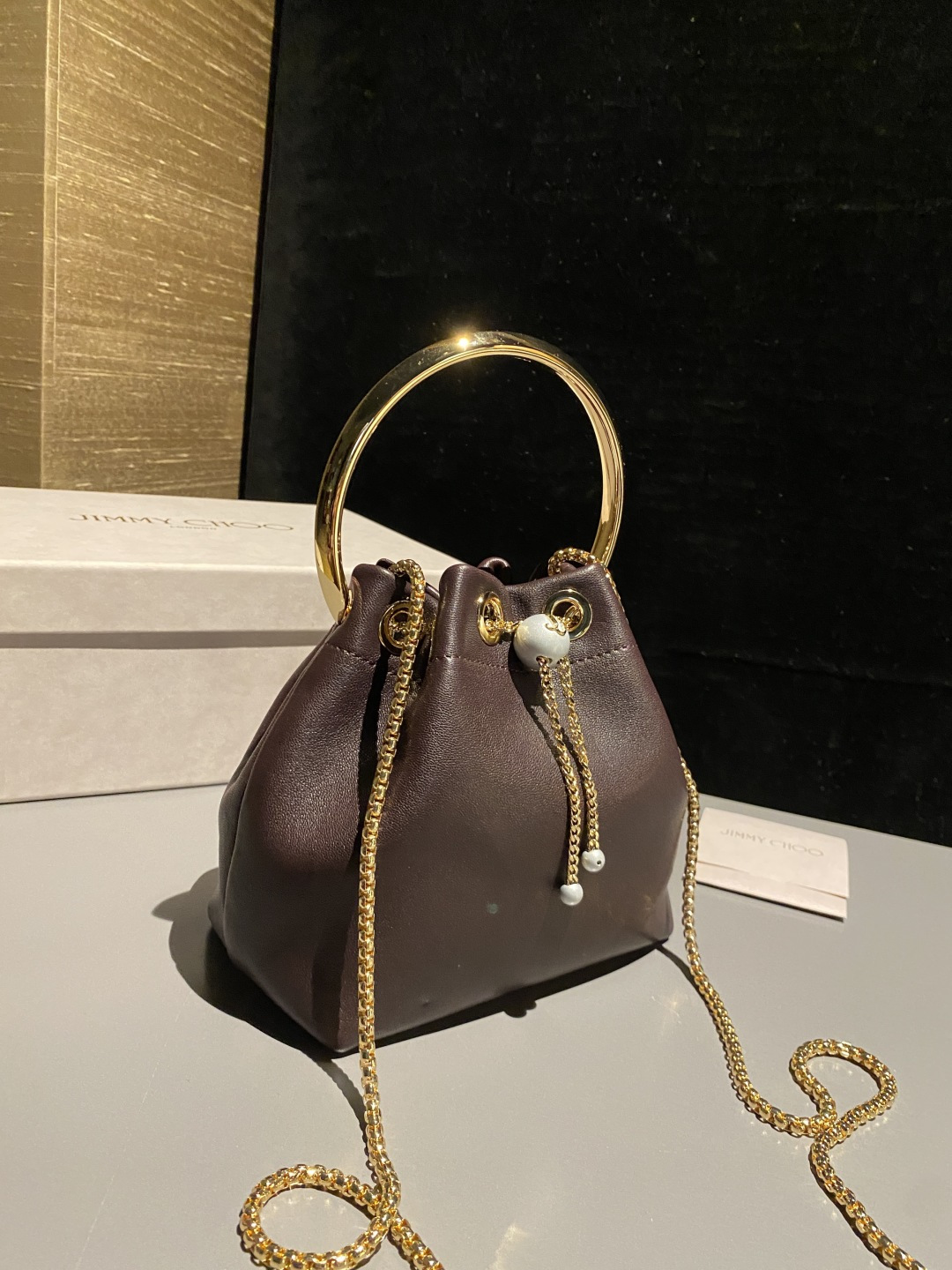 [TOP] JIMMY CHOO Bon Bon Bag 16*15*9.5CM - Brown - 711 Luxury