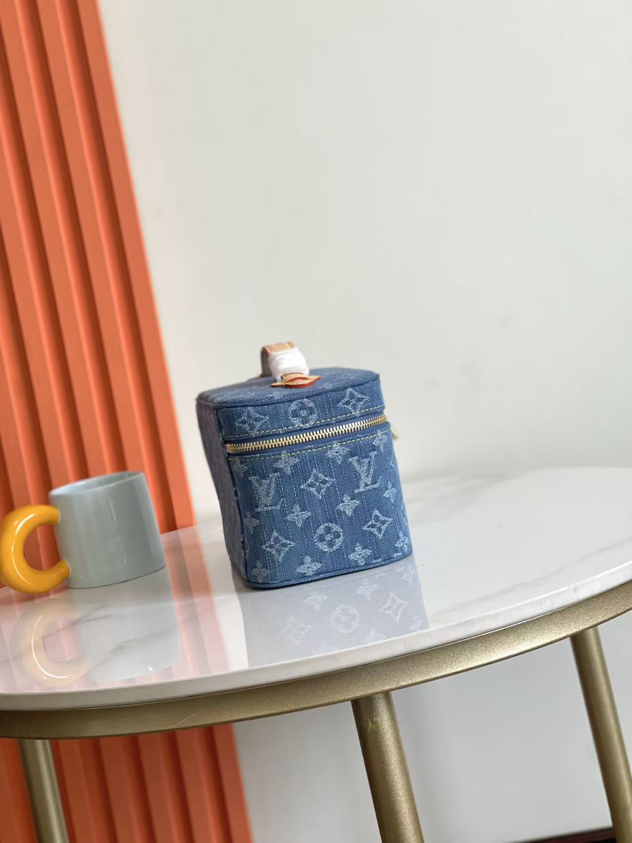 [TOP] Louis Vuitton LV Denim Fabric Vanity Chain Pouch 20 x 13.5 x 12 cm - Blue - 711 Luxury