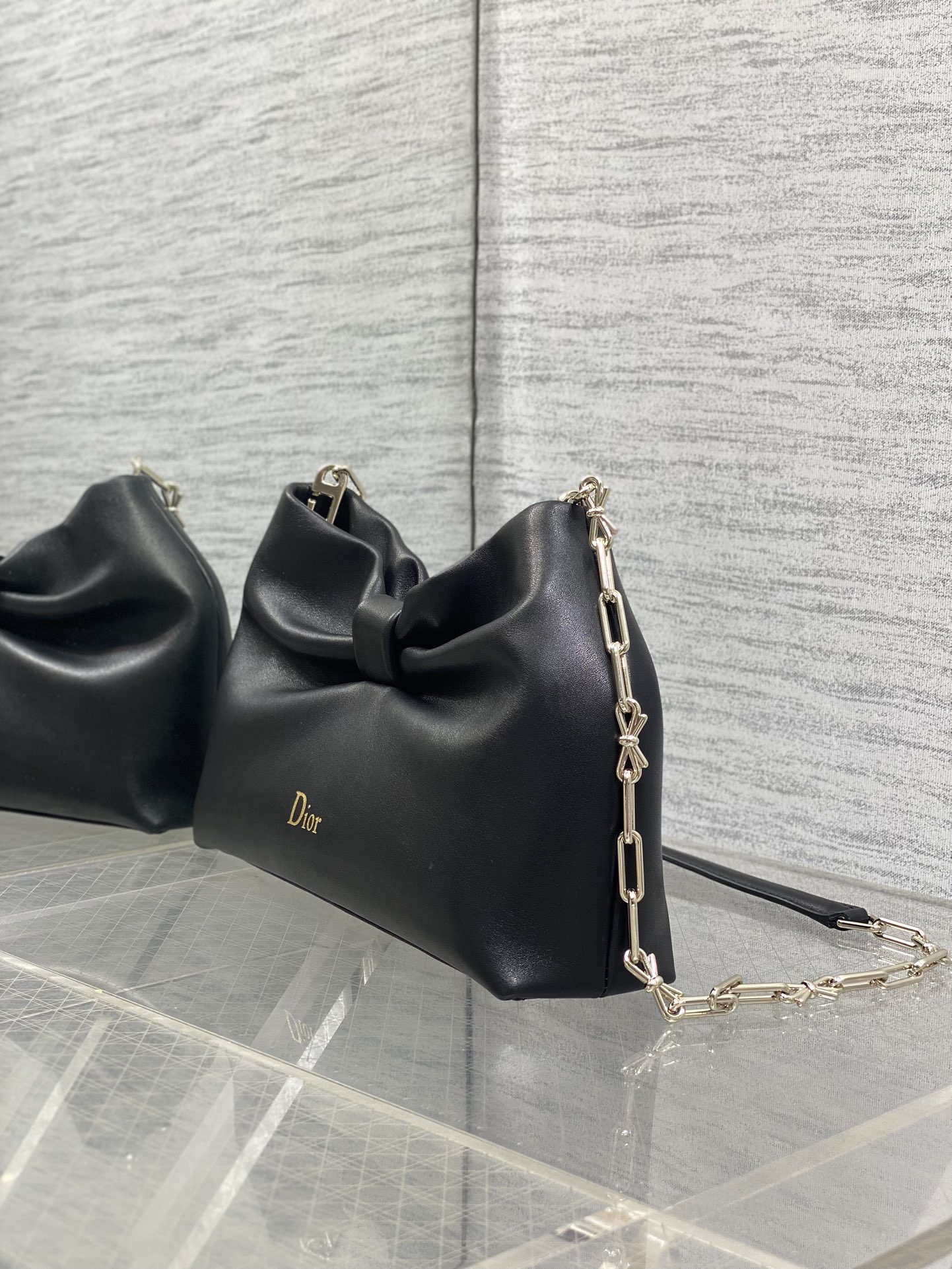 [TOP] Christian Dior Bow Bag Cowhide 27x8x18cm - Black - 711 Luxury