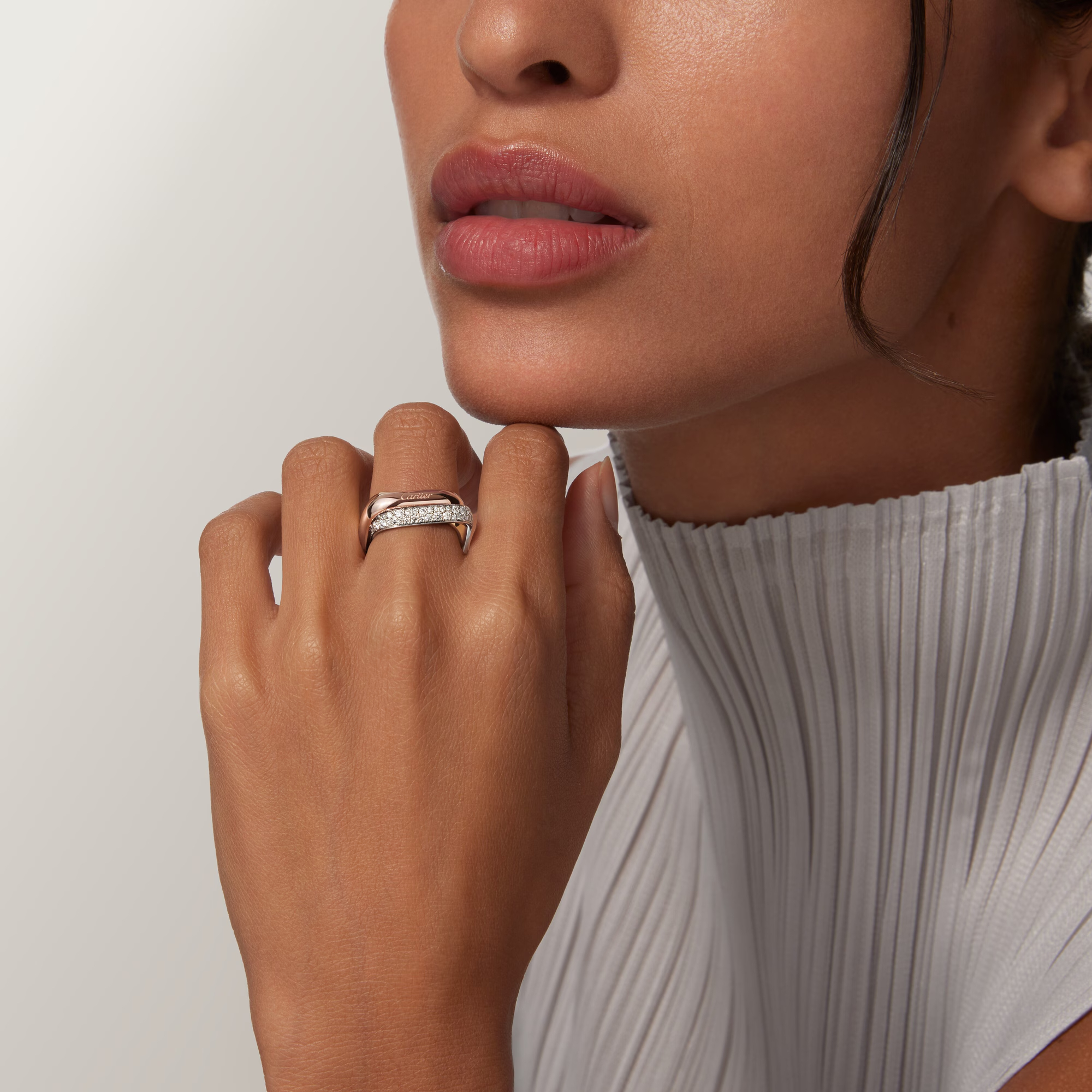 Carty Three Circles Ring ,ThreeTone, Moissanite