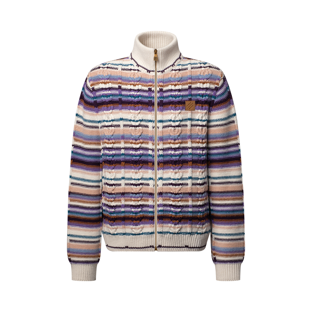 LOUIS VUITTON Striped Cable-Knit Track Top #393103