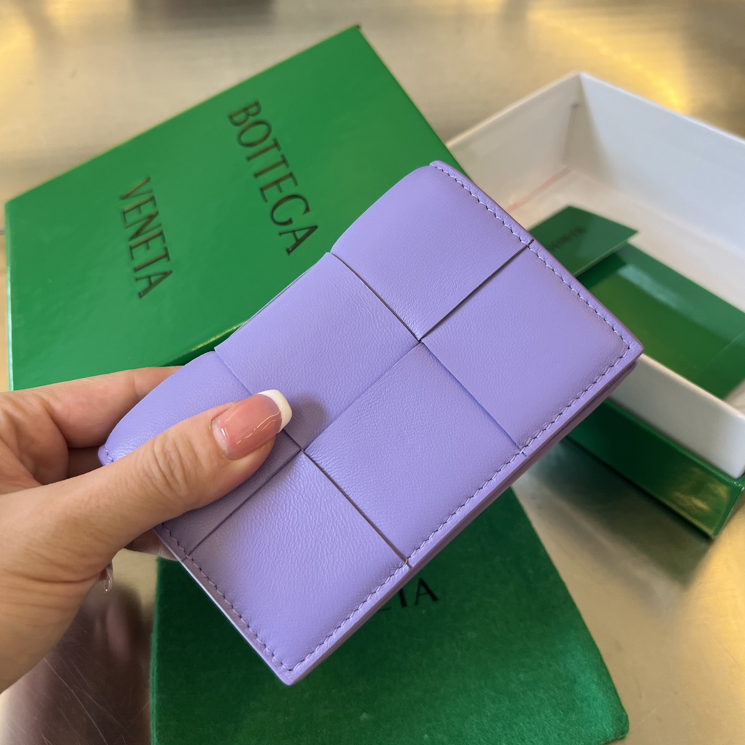 [TOP] Bottega Veneta BV Folding Slim Business Card Holder 12.5x7.5 cm - Purple - 711 Luxury