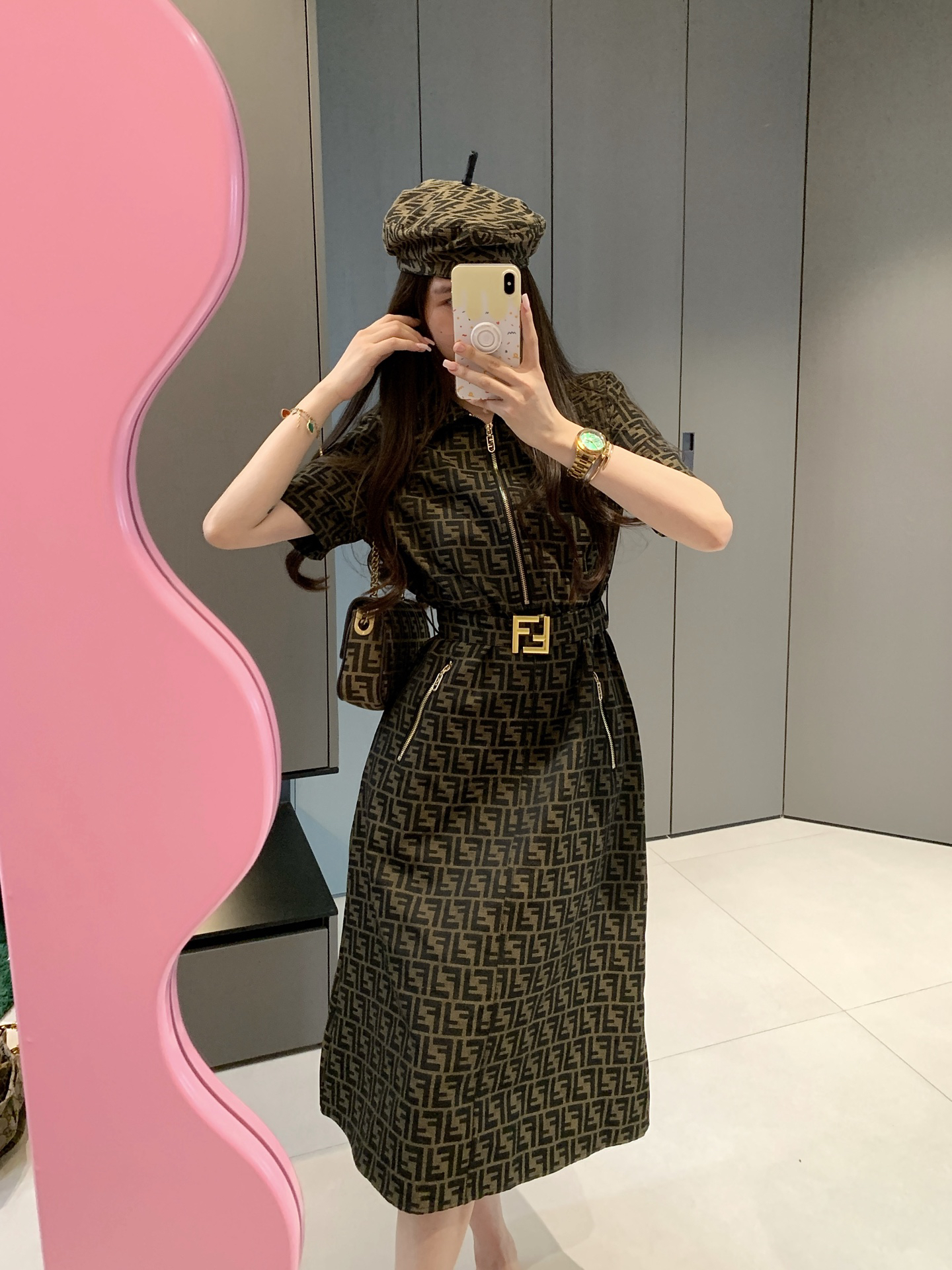 [TOP] FENDI FF Dress - Brown
