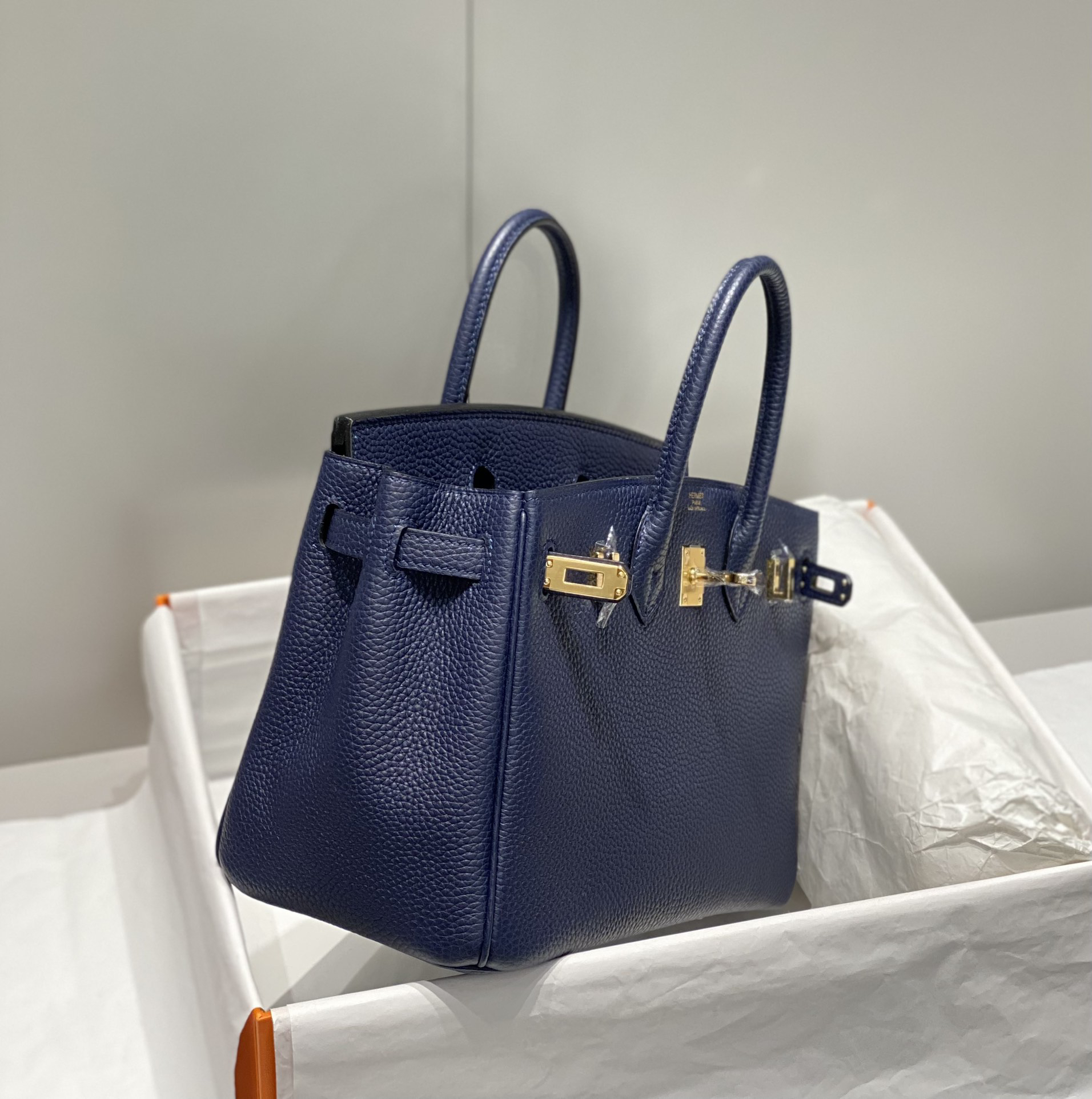 [TOP] HERMES Birkin Togo Leather 25cm - Bleu Indigo & GHW