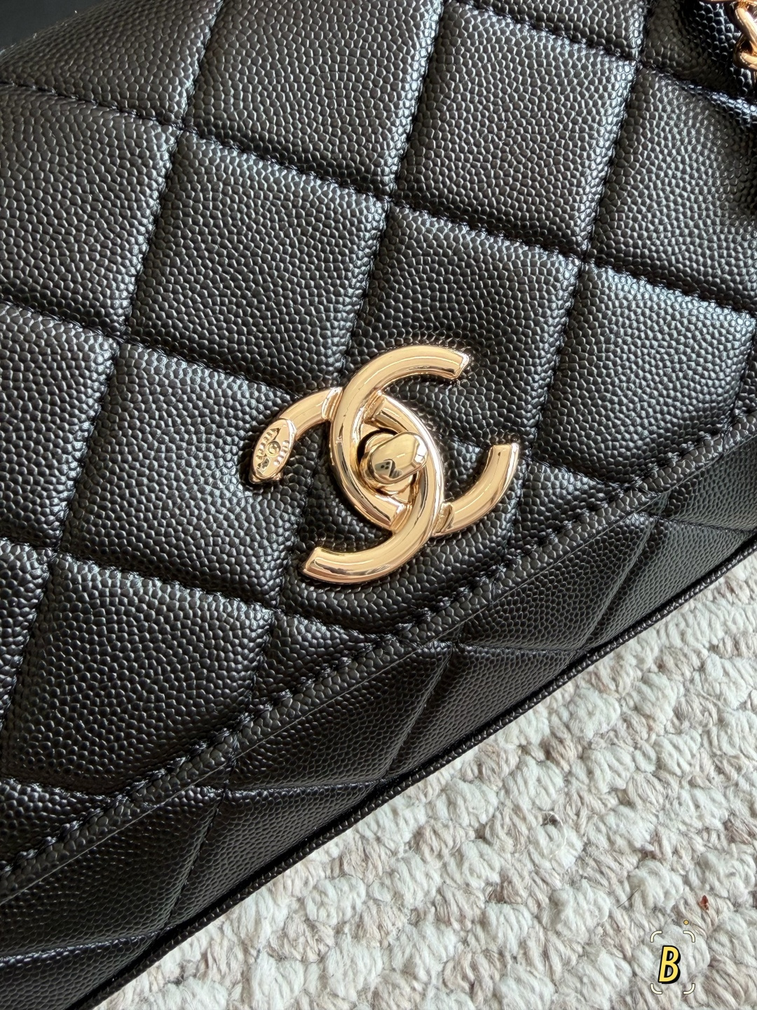 CHANEL Coco Handle Quilted Black Leather Handbag with Gold-Tone Hardware (Replica)