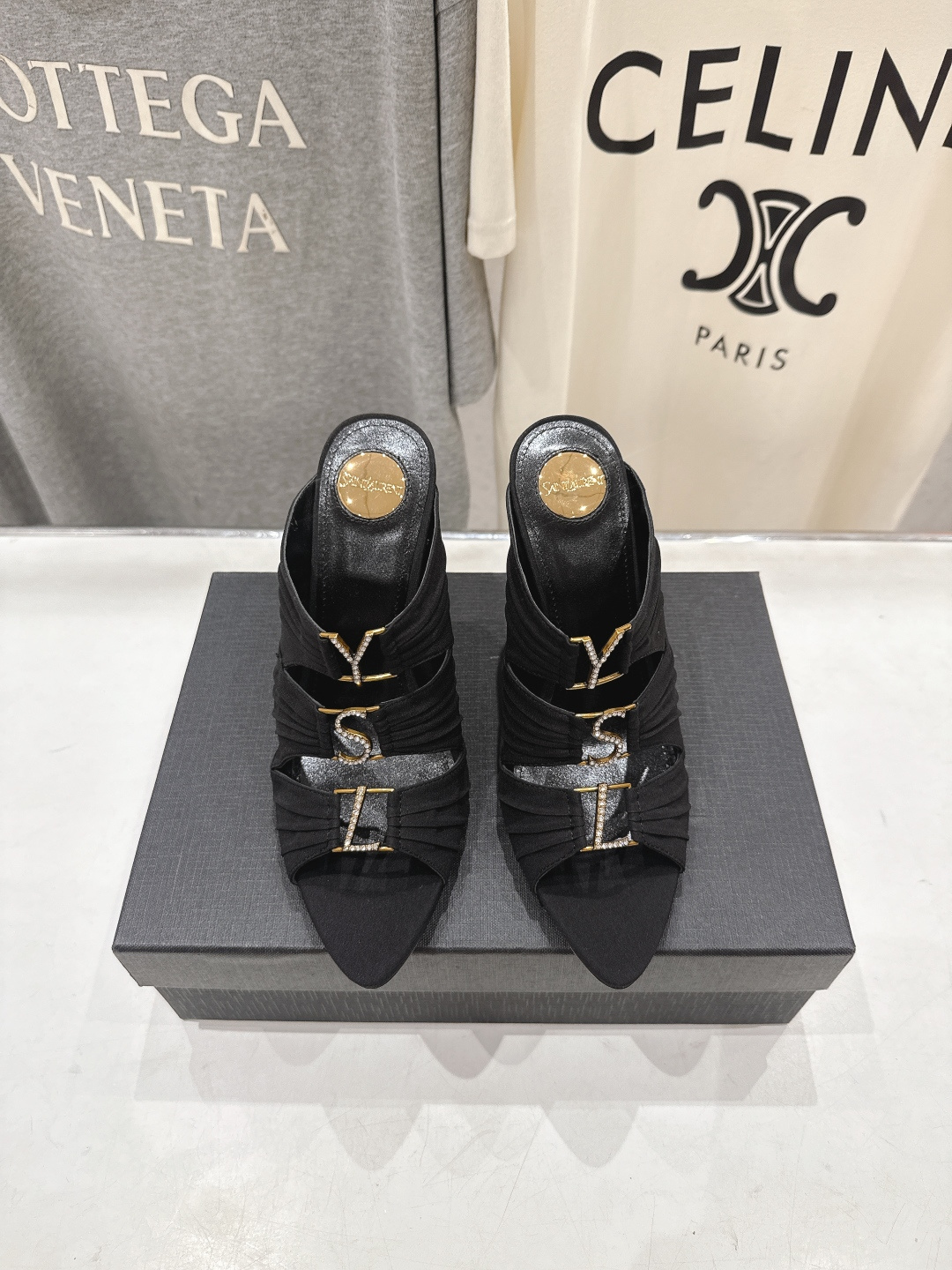 [TOP] Yves Saint Laurent YSL 10cm High Heel Slides - 3 Colours