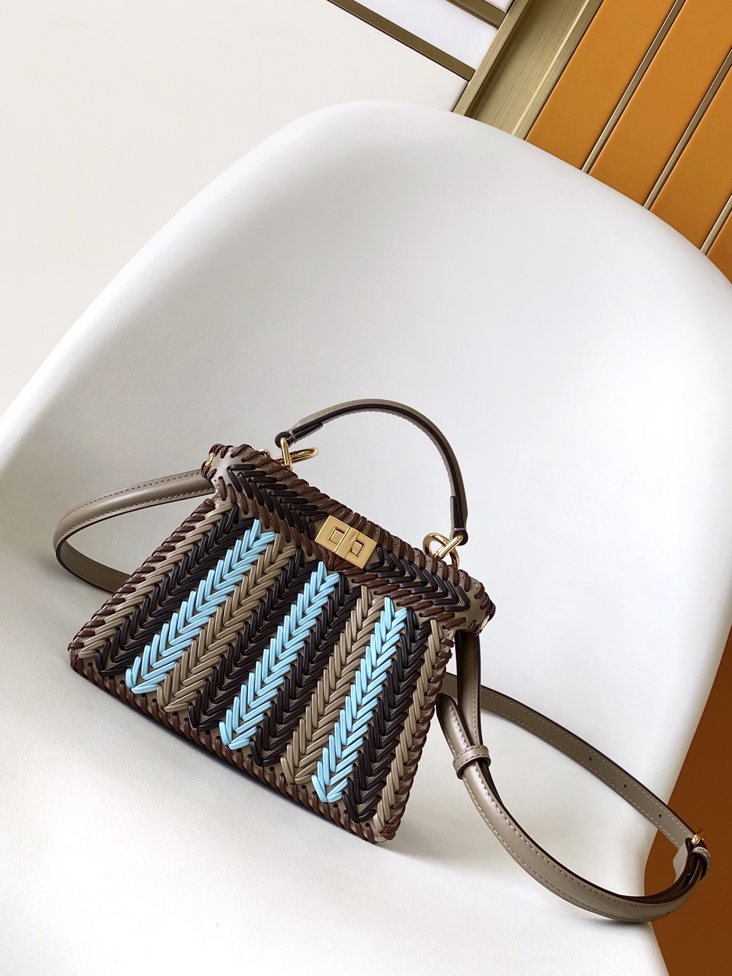 [TOP] FENDI Peekaboo ISeeU Bag 20x11x15.5cm - Gray and Blue - 711 Luxury