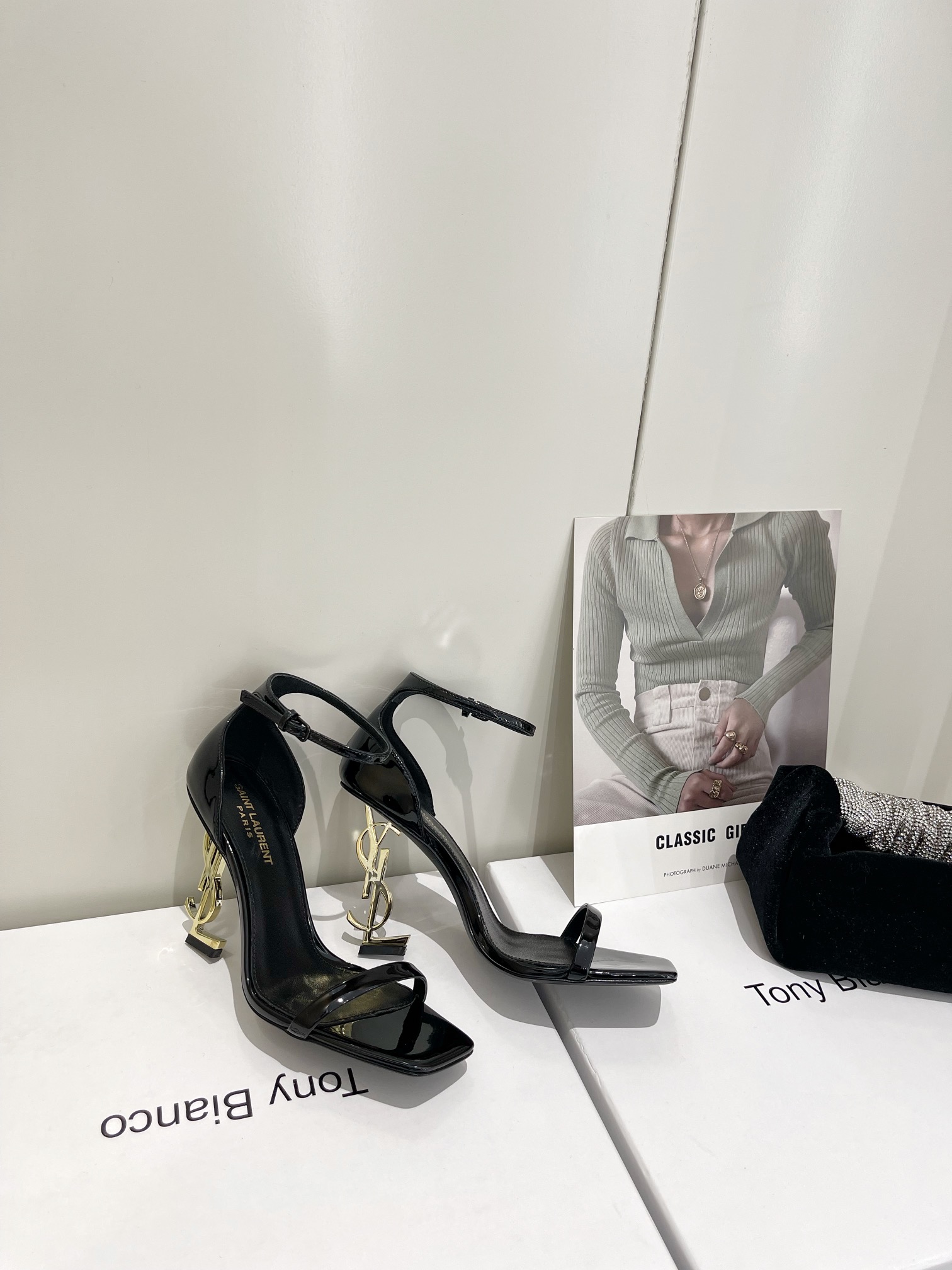 [TOP] Yves Saint Laurent YSL High Heels Sandals - Black - 711 Luxury