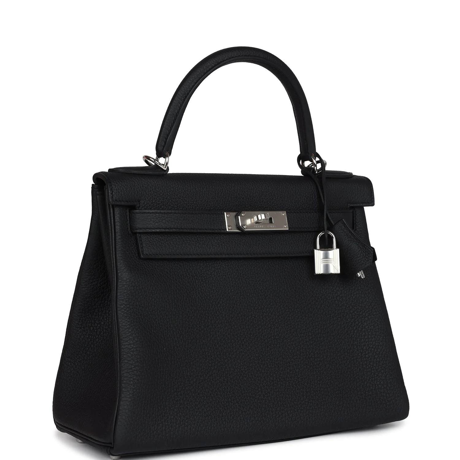 Hermes Kelly Retourne  Black Togo Palladium Hardware
