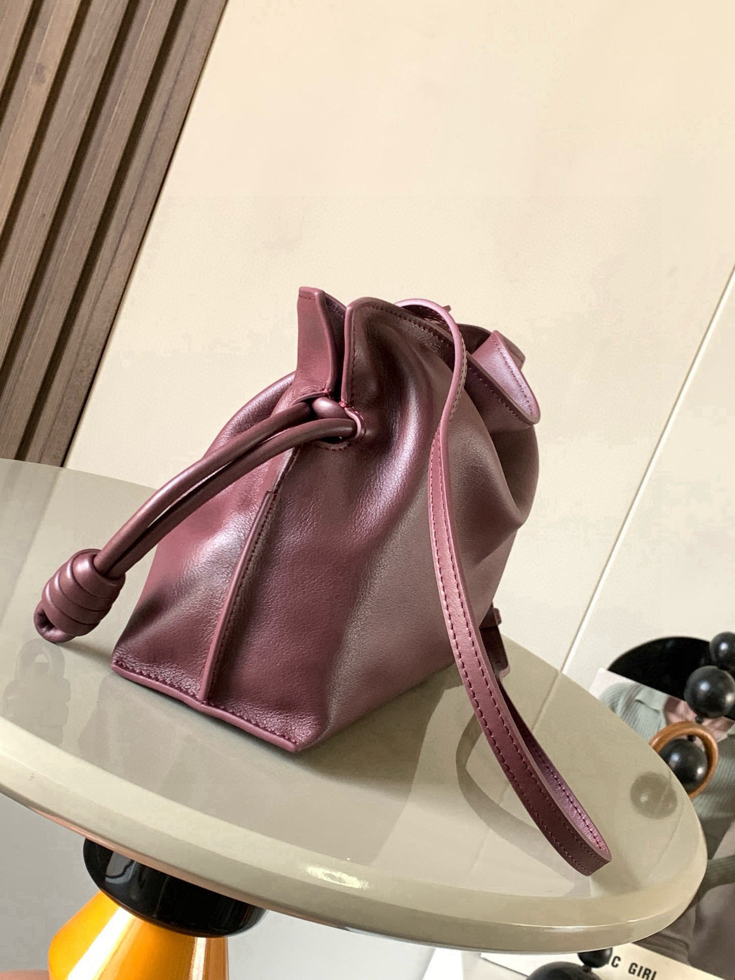 [TOP] LOEWE Flamenco Bag Cowhide Leather 23x18x9cm - Burgundy Red