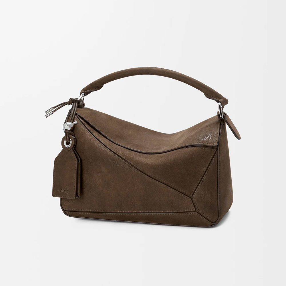 Loewe brown Bag LOEWE Small Featherlight Puzzle Bag in Grained Nubuck Brown #388118 | Nigo Office