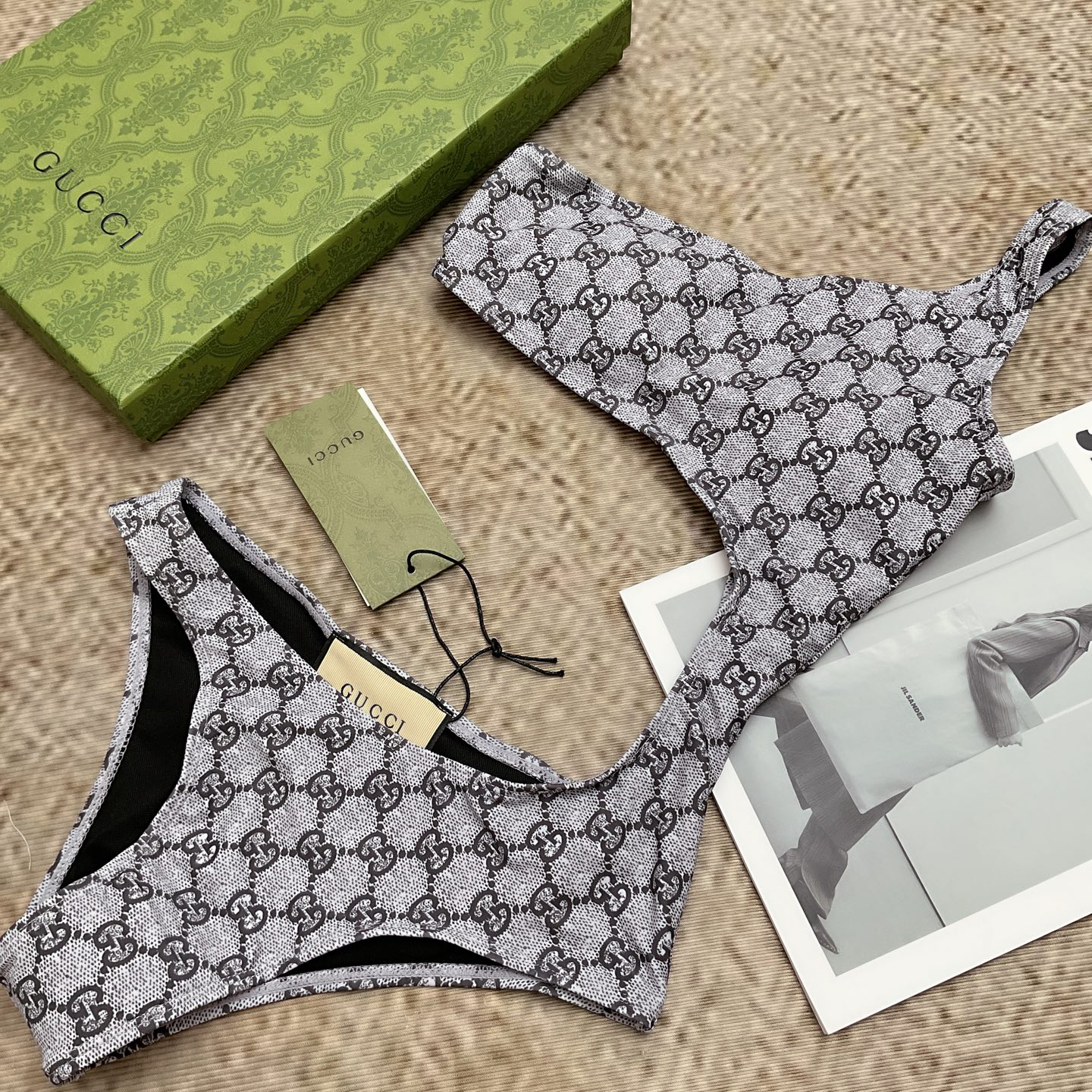 [TOP] GUCCI One-Piece Swimsuit - Gray - 711 Luxury