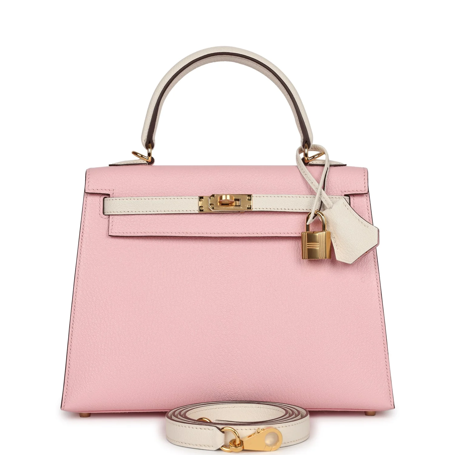 Hermes Special Order (HSS) Kelly Sellier  Rose Sakura and Nata Chevre Gold Hardware