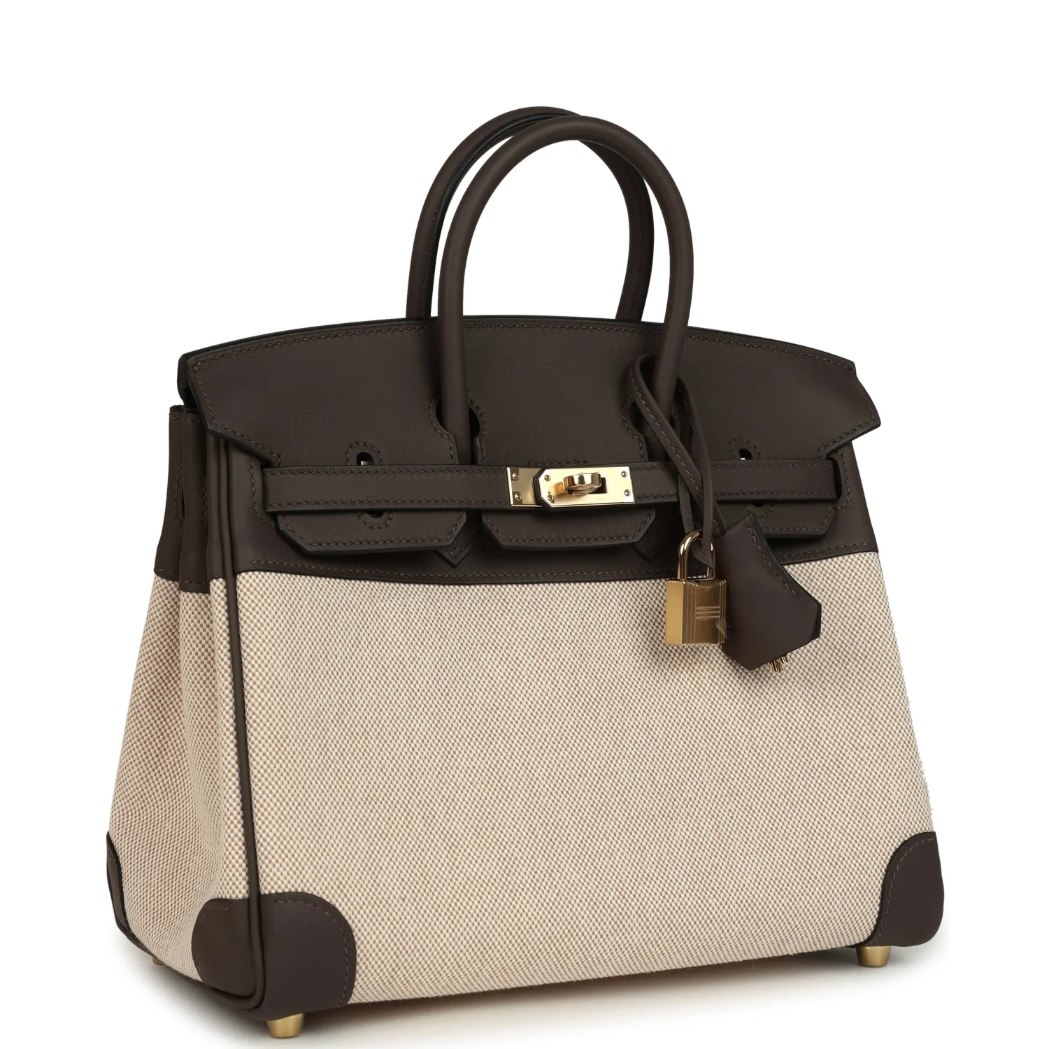 Hermes BirkinEcru-Beige Toile H Canvas and Ecorce Swift Permabrass Hardware