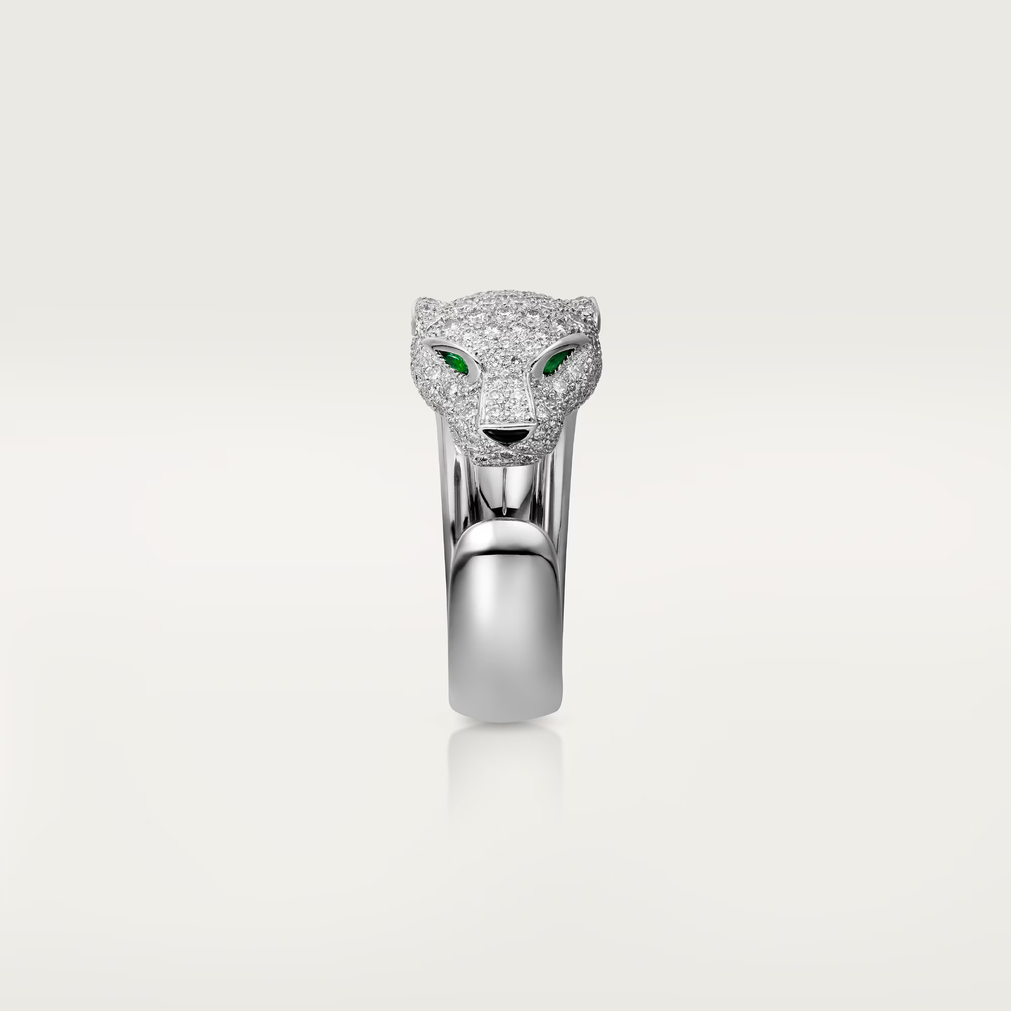 Carty Panther Pure Ring, White Gold, Medium Model ,Half-Paved