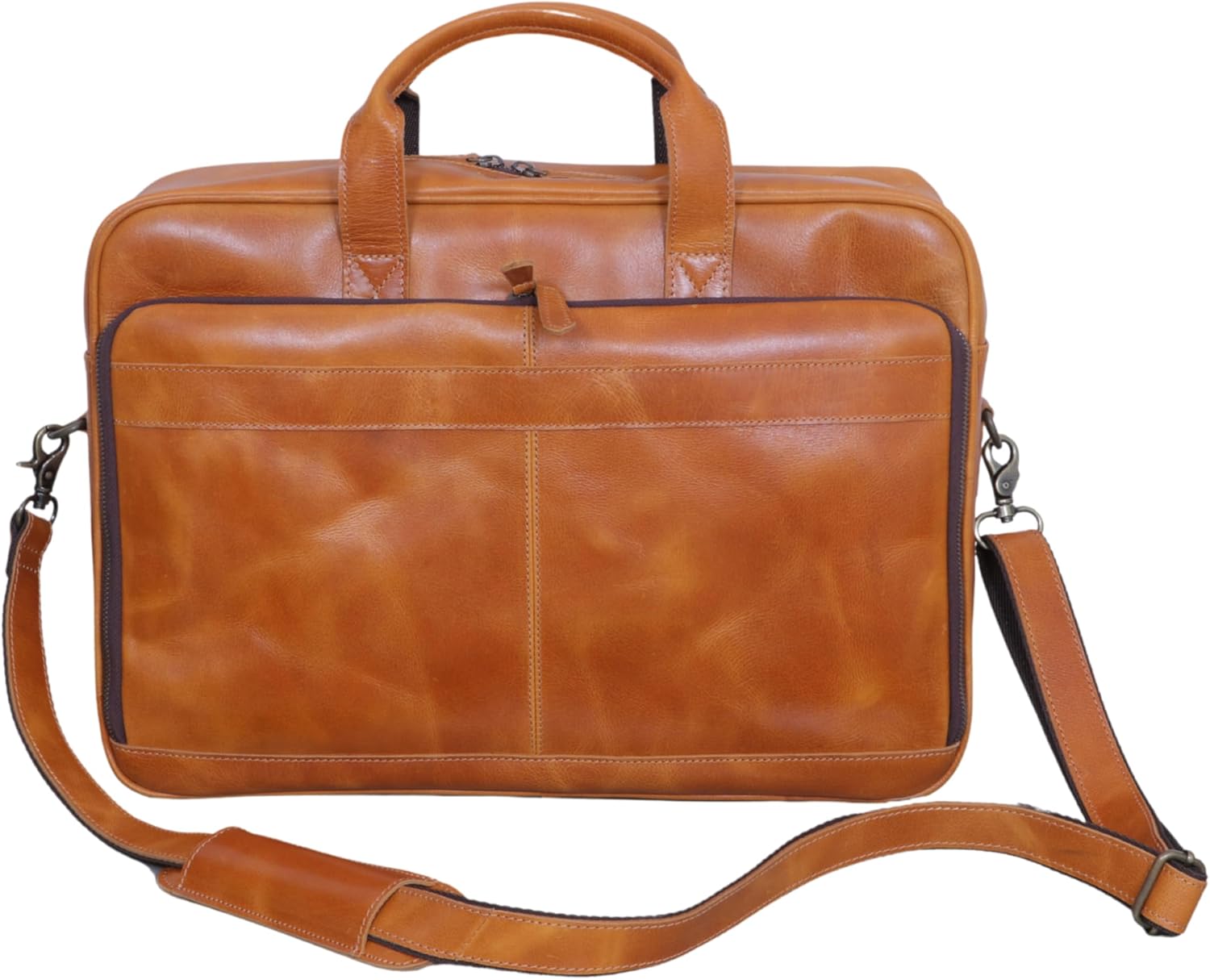LAVAISH Handmade Full-Grain Leather Briefcase for Men & Women–17 Laptop Bag with Computer Compartment Office Satchel Bag