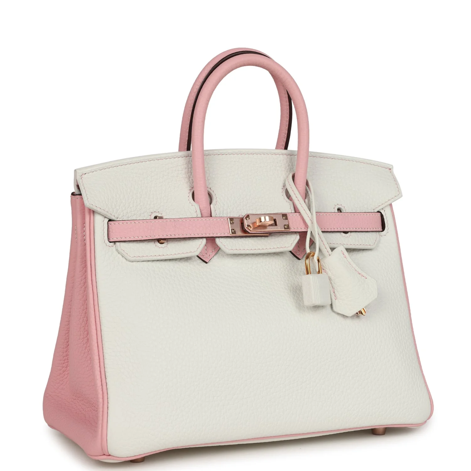 Hermes Special Order (HSS) BirkinWhite and Rose Sakura Clemence Rose Gold Hardware